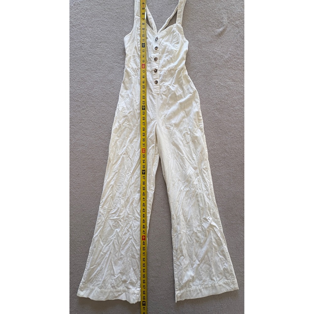 Knot Sisters Cream Wide Leg Button Front Jumpsuit Women's Size Small - Picture 2 of 10
